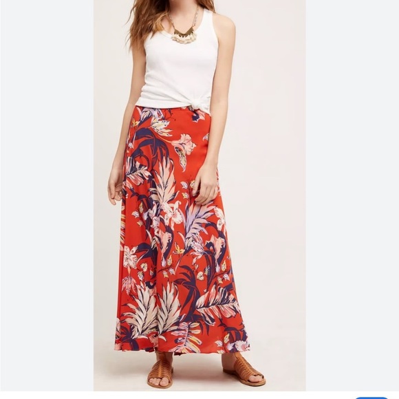 Anthropologie HD In Paris Silk Floral Print Maxi Skirt Size 4 - Picture 8 of 9